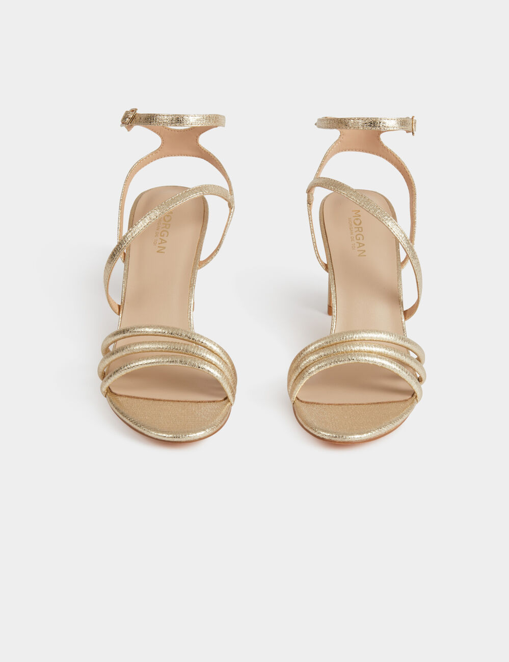 Sandales à talons jaune or femme