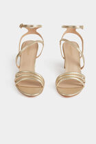 Sandales à talons jaune or femme