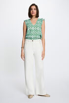 Sleeveless V-neck top multicolor women