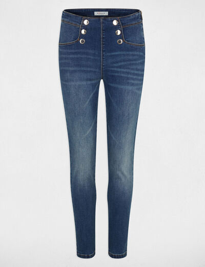 Skinny cropped jeans with buttons stone denim ladies'