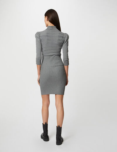 Fitted jumper dress with turtleneck dark grey women