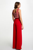 Knitted top wide straps red women