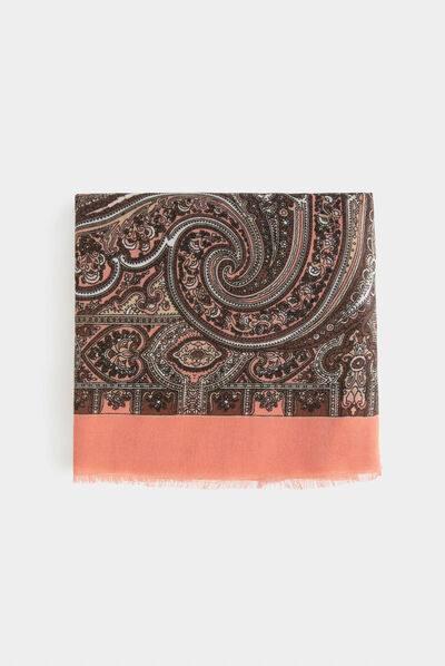 Scarf with paisley print orange ladies'