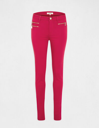 Slim trousers with stretch effect dark pink ladies'