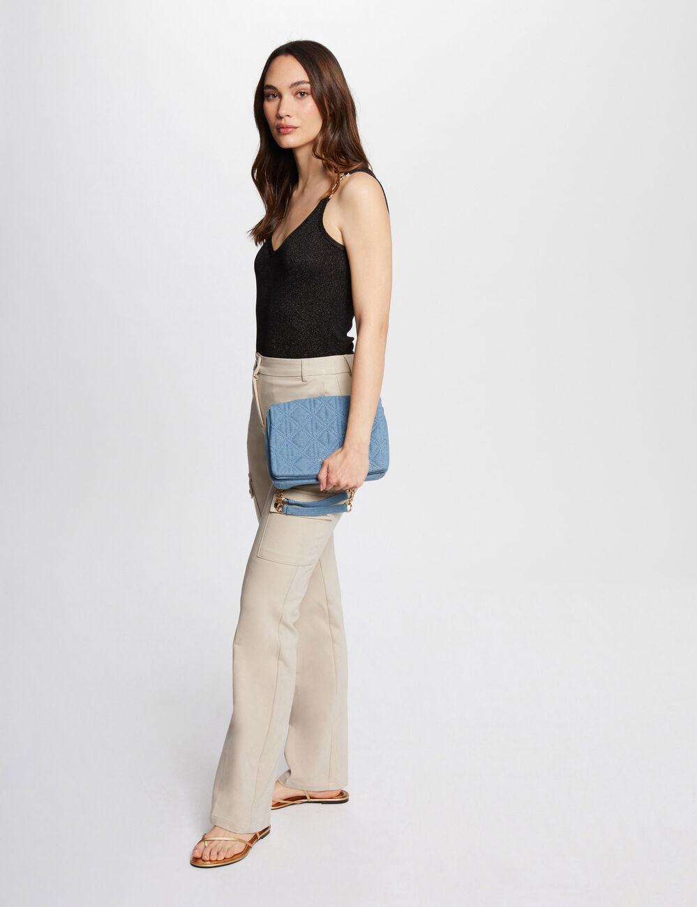 Vest top with thin straps black women
