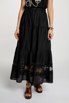 Long tiered skirt black women