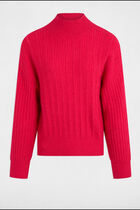 Jumper high collar raspberry pink women