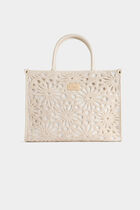 Embroidered tote bag ivory women
