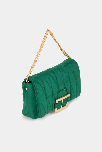Quilted bag with buckle green ladies'