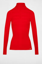Fitted high neck sweater red women