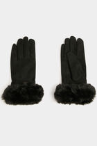 Gloves faux fur details black women