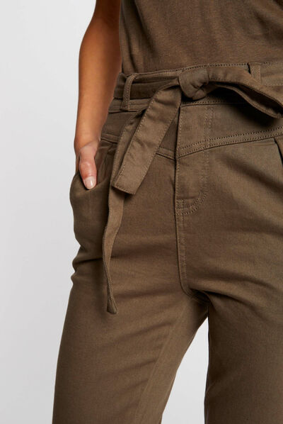 High-waisted belted cropped slim jeans  ladies'