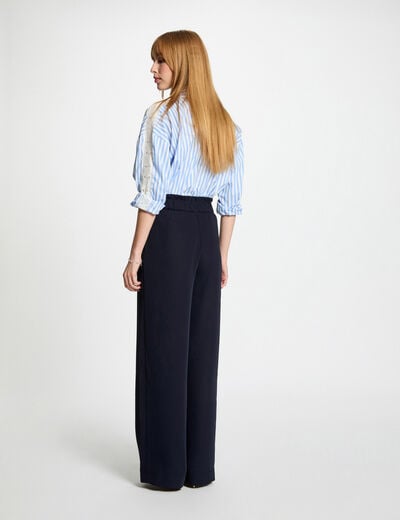 Wide leg trousers navy blue women