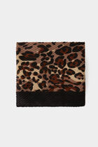Pleated scarf with leopard print brown women