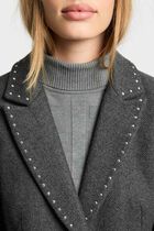 Long coat with studs light grey women