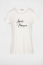 T-shirt embroidered message ecru women