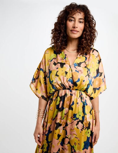 Printed straight midi dress multicolor women