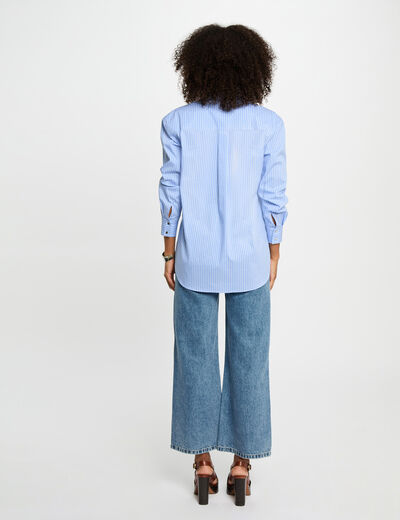 Striped long-sleeved shirt sky blue women