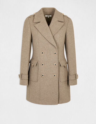 Straight buttoned coat taupe ladies'
