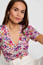 Fitted v-neck t-shirt multicolor women