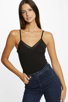 Vest top thin straps with lace strips black women