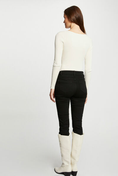 Long-sleeved jumper with buckles ivory ladies'