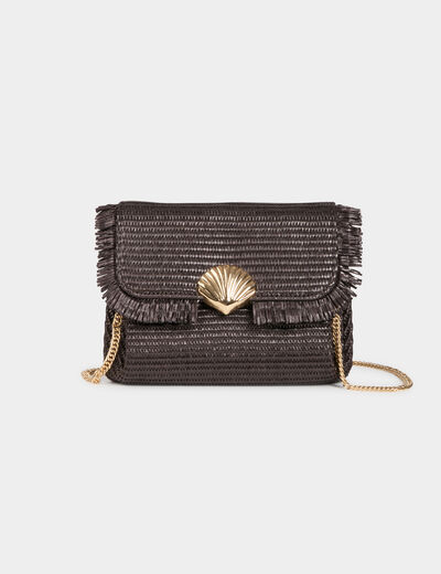 Crossbody bag with clasp dark brown women
