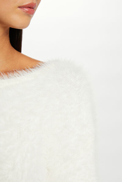 Long-sleeved jumper with open back ecru ladies'