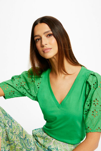 Short-sleeved t-shirt green ladies'