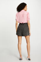 Blouse V-neck and ruffles medium pink women