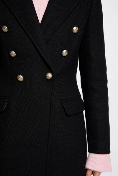 Waisted coat with buttons black ladies'