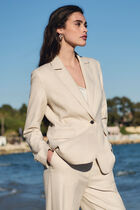 Tailored collar blazer beige women
