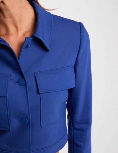 Short buttoned jacket electric blue women