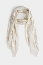 Metallic thread scarf ivory women