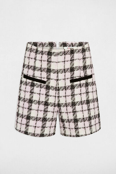 Straight shorts with check print multico ladies'