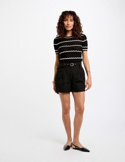 High waist laced shorts black women
