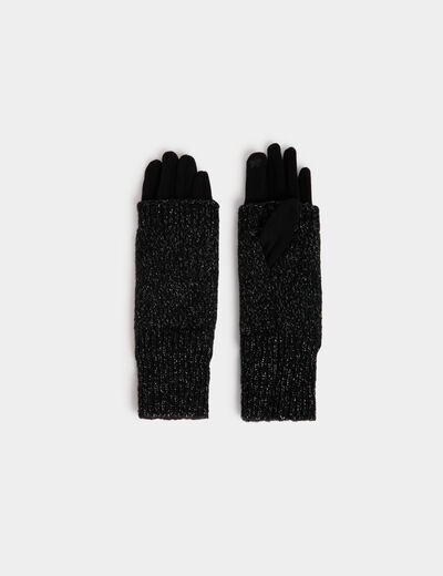 Metallic fingerless gloves black women