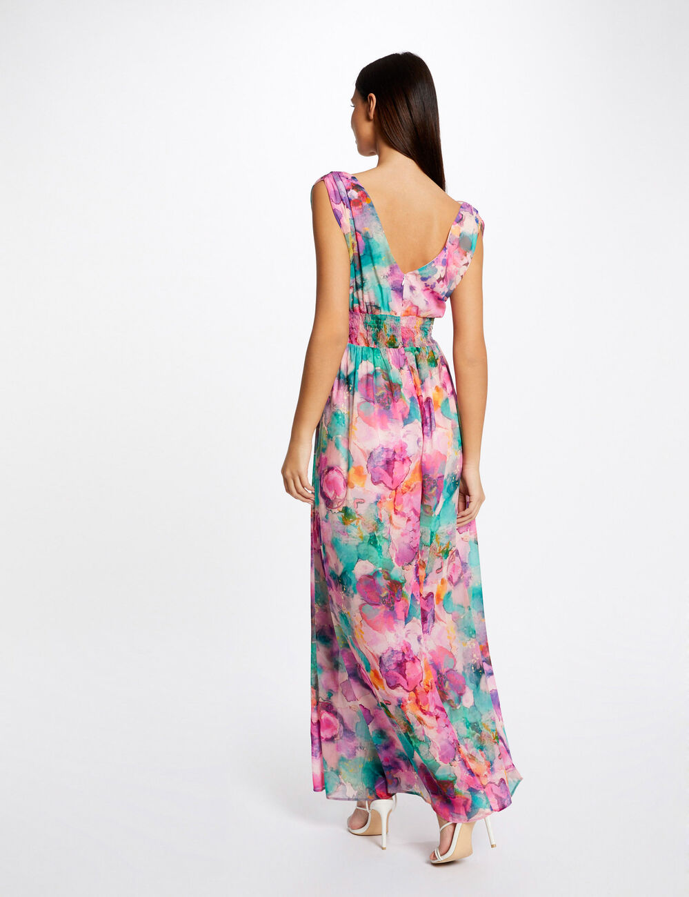 Robe longue cintrée imprimé floral multico femme