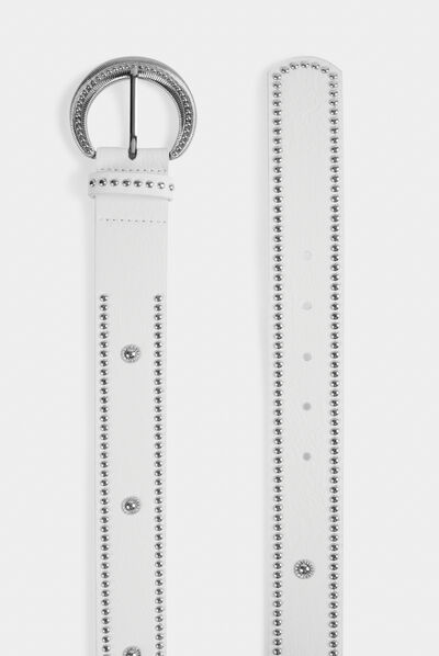 Belt with studs white ladies'