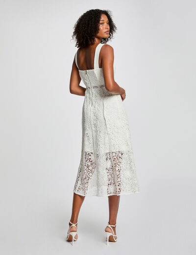A-line midi lace dress white women