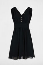 Mini loose A-line dress navy blue women