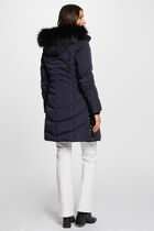 Long padded jacket with hood navy women
