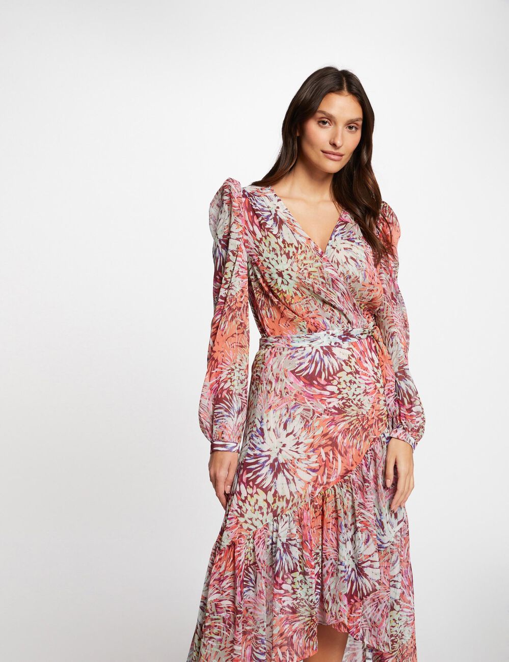 Printed midi wrap dress multicolored women