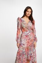 Printed midi wrap dress multicolored women