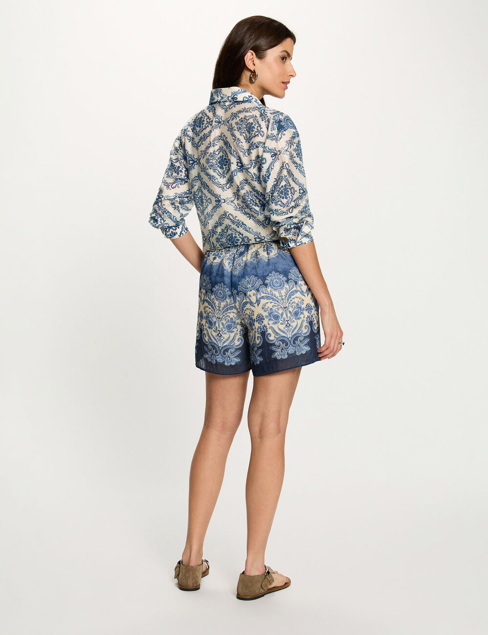 Printed shirt with notched collar multicolor women
