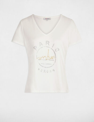 T-shirt with message ecru women