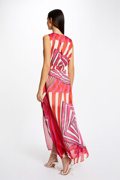 Maxi waisted dress geometric print multico ladies'