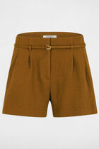 High-waisted shorts camel women