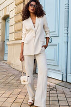 Striped wide leg trousers beige women