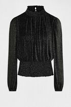 Long-sleeved t-shirt metallised threads black women